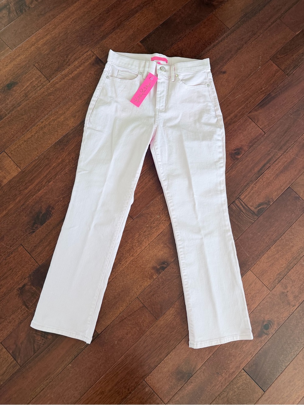Lilly Pulitzer Misty Pink Annet High Rise Flare Cropped Jeans Size 4 NEW
